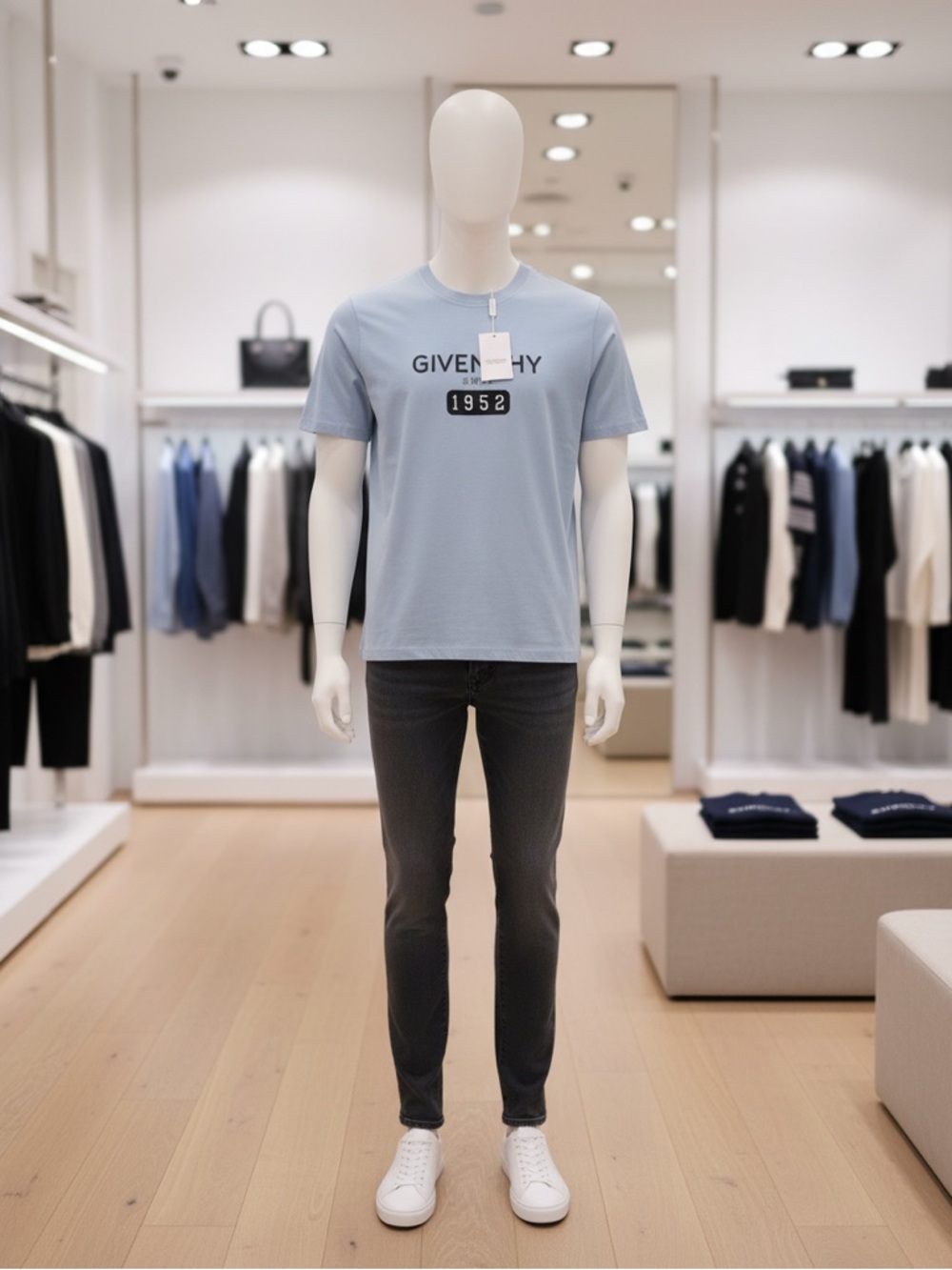Givenchy Light Blue Logo Tee with 1952 Patch
